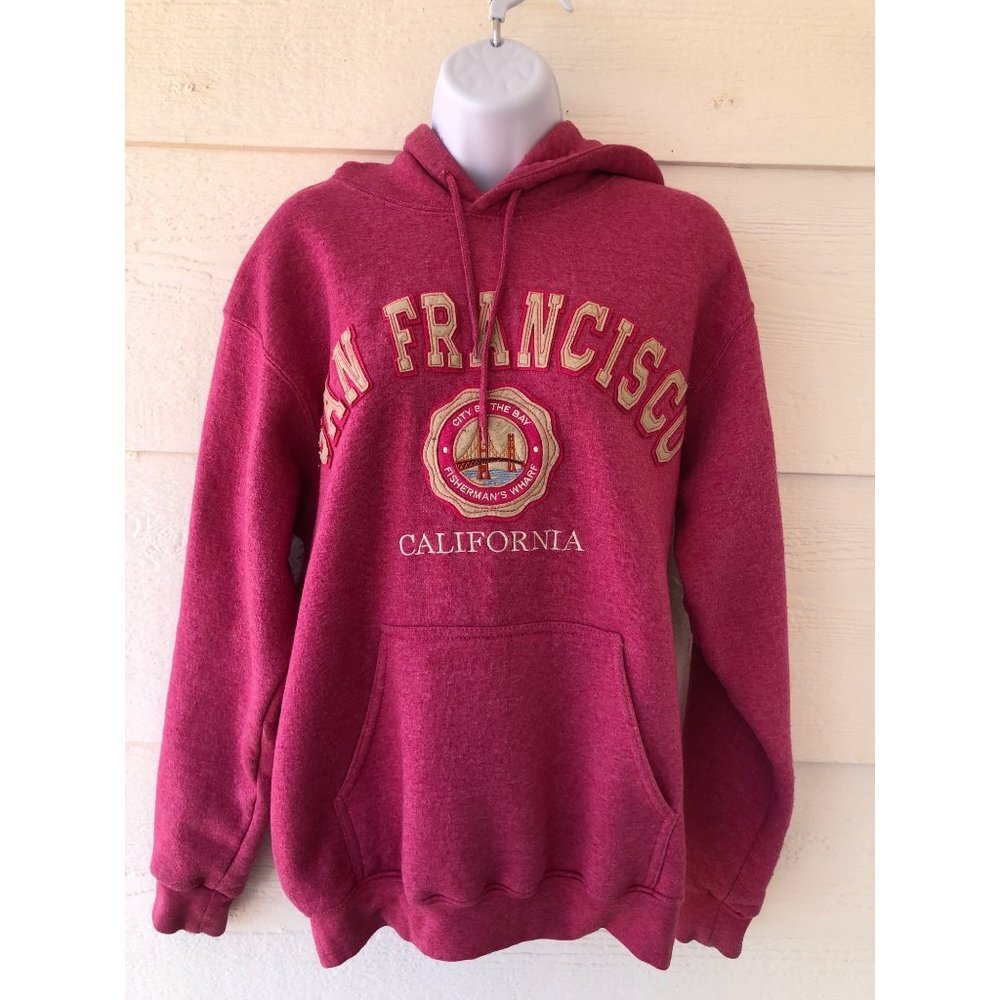 Hoodie Bright Heather Pink San Francisco Stitched Letters / Emblem Embroidered
